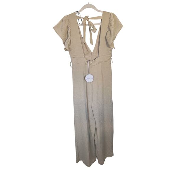NWT Petal and Pup Orin Short Sleeve Bow Back Jumpsuit Olive Green Size 6 Boho - Picture 8 of 15